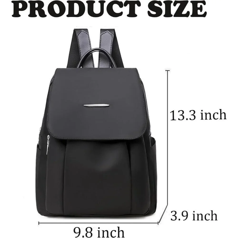 Mini Nylon Backpack for Women Lightweight Travel Purse B Black Small Trendy Bag